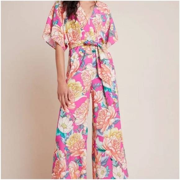 FARM Rio Pants - Farm Rio Floral Wide-Leg Jumpsuit
